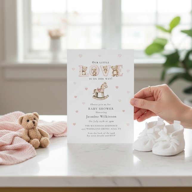 Teddy Bear Love Baby Shower Invitation Inbjudningar (Skapare uppladdad)