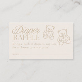 Teddy Bear Minimal Baby Shower Diaper Raffle Tilläggskort