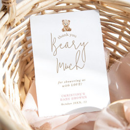 Teddy Bear Minimalist Baby Shower Thank You Card Tack Kort