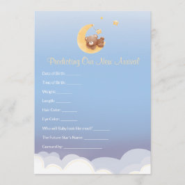 Teddy Bear Moon Baby Shower Prediction Anteckningskort