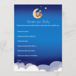 Teddy Bear Moon Baby Shower Wishes For Baby Anteckningskort