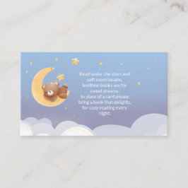 Teddy Bear Moon Soft Blue Baby Shower Book Request Tilläggskort