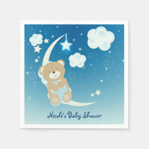 Teddy Bear Moon & Stars Baby Shower Strössel Fest Pappersservett