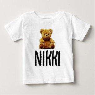 TEDDY BEAR & NAMN FLIKOR T-SHIRTAR FÖR SMÅBARN T SHIRT