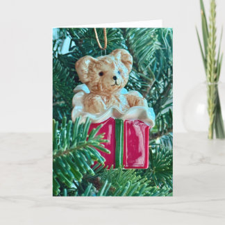Teddy Bear Ornament Holiday Card Tack Kort