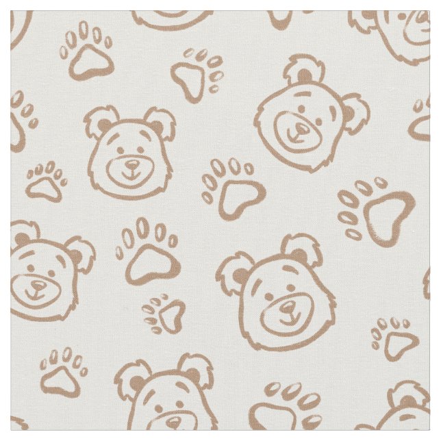 Teddy Bear Paws Boho Boy Baby Kids Neutral Beige Tyg (Närbild)