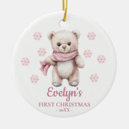 Teddy Bear Personalized Girl's First Christmas Julgransprydnad Keramik