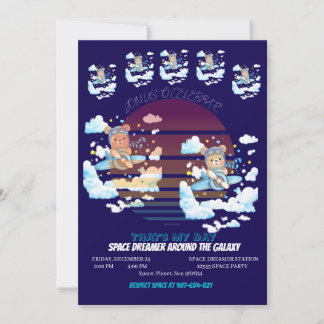 Teddy Bear Pilot Airplane Art Inbjudningar