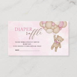 Teddy Bear Pink Diaper Raffle Tilläggskort