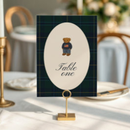 Teddy Bear Polo Baby Shower Table Number Card Inbjudningar