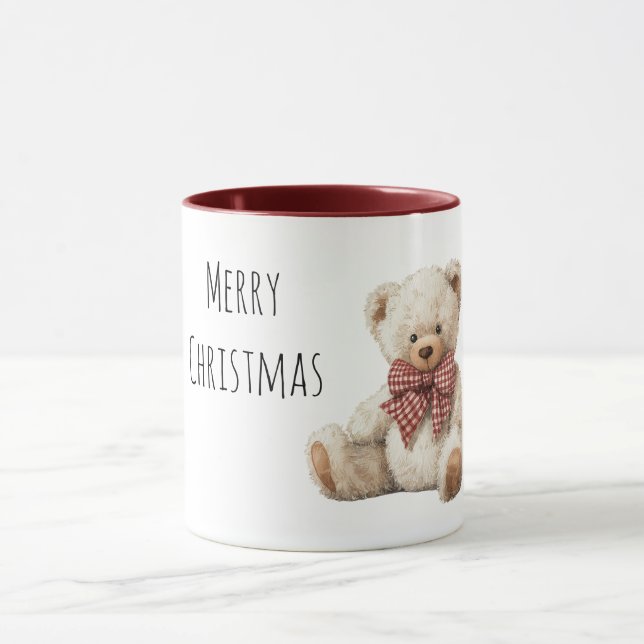 Teddy Bear Red Bow Christmas  Mugg (Center)