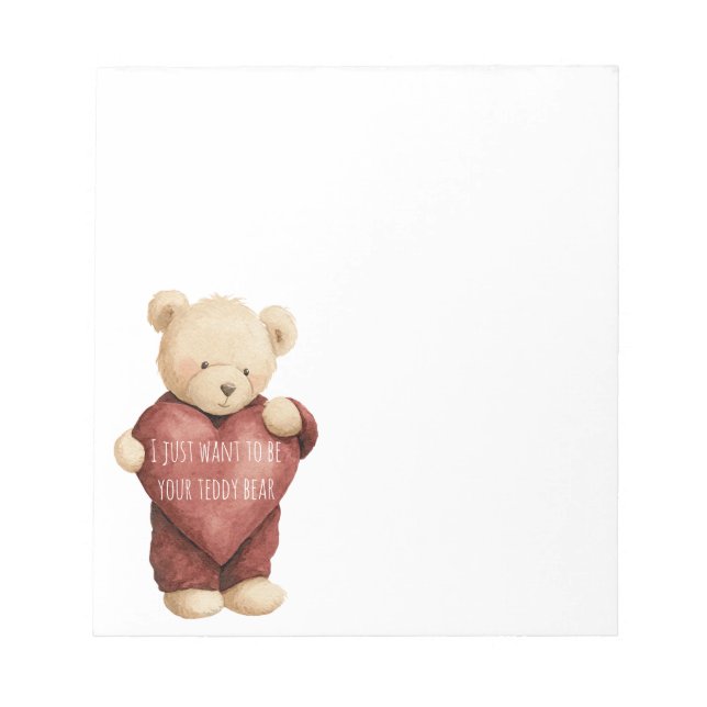 Teddy Bear Red Heart Anteckningsblock (Framsida)