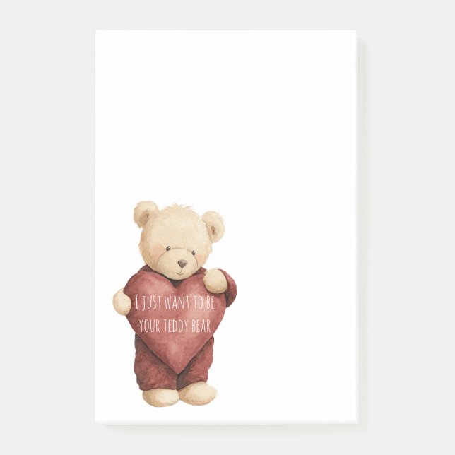 Teddy Bear Red Heart Post-it Block (Framsida)