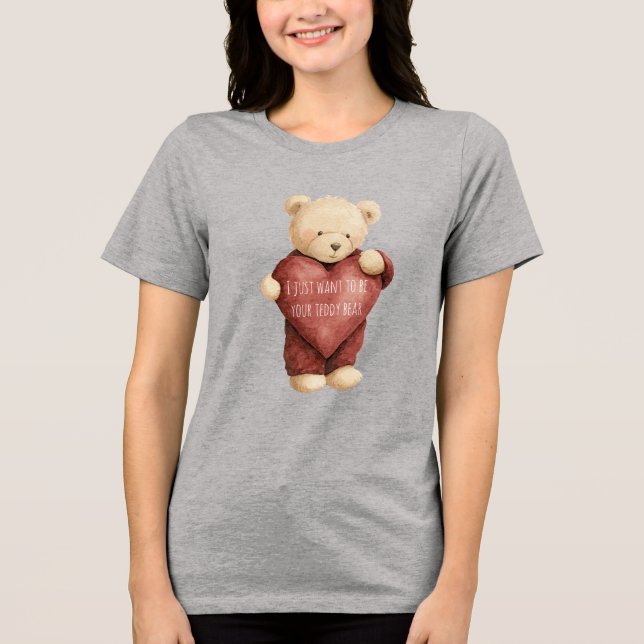 Teddy Bear Red Heart T Shirt (Framsida)
