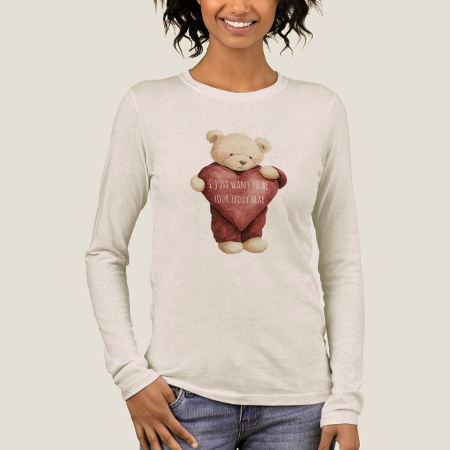 Teddy Bear Red Heart T Shirt (Framsida)
