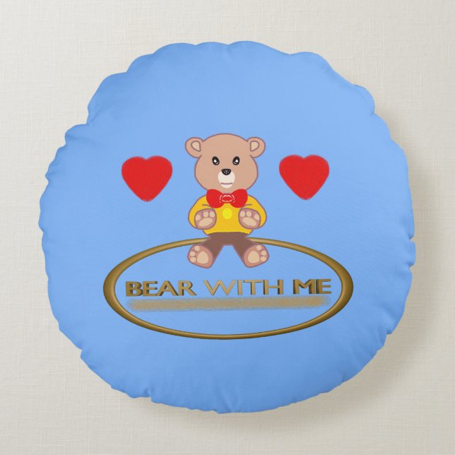 Teddy Bear Round Pillow Rund Kudde (Framsidan)