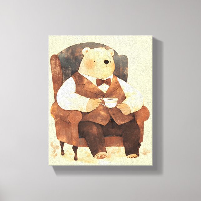 Teddy Bear Scandinavian baby room art Canvastryck (Framsida)
