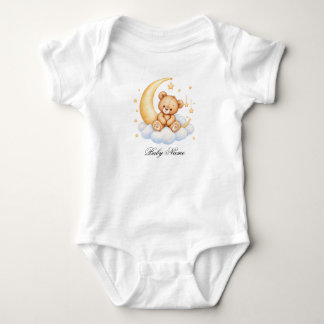Teddy Bear Sitting Baby Custom Monogram Onesie T Shirt