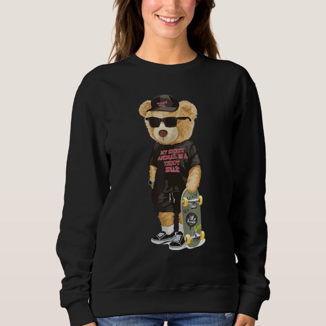 Teddy Bear Skating Lover Tshirt - Cool Skateboardi T Shirt (Framsida)