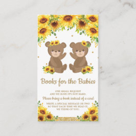 Teddy Bear Sunflower Tvilling Bebis Baby Shower Ta Tilläggskort