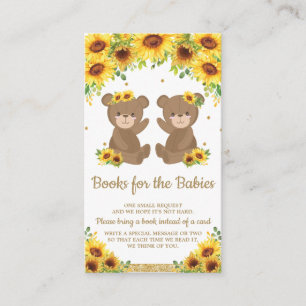 Teddy Bear Sunflower Tvilling Bebis Baby Shower Ta Tilläggskort