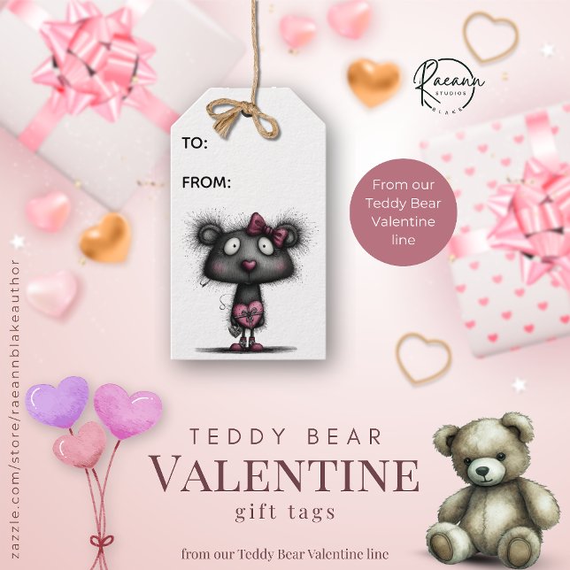 Teddy Bear Valentine Gift Tags Presentetikett (Skapare uppladdad)