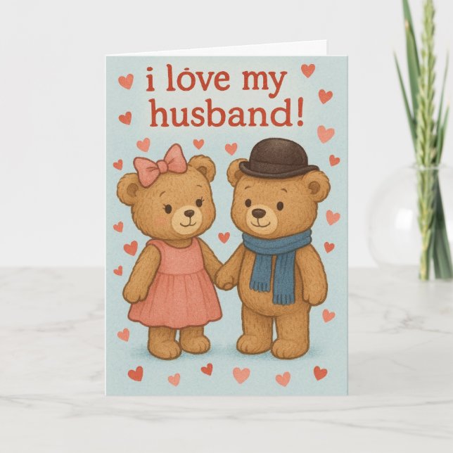 Teddy bear Valentine's Day Card  Kort (Framsida)