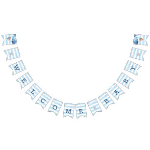 Teddy Bear Välkommen Baby Shower girlang banner Vimplar