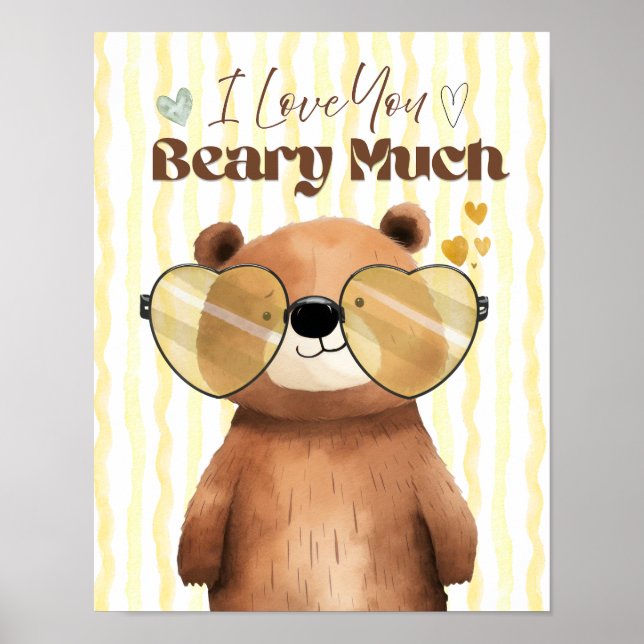 Teddy bear wall art I love you beary much poster (Framsidan)