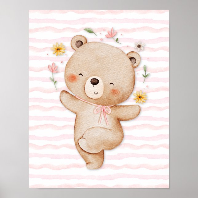 Teddy bear wall art poster Happy dance poster (Framsidan)