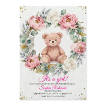 Teddy Bear Watercolor Barnrumsinbjudan
