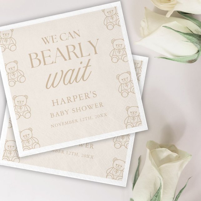 Teddy Bear We Can Bearly Wait Baby Shower Pappersservett (Skapare uppladdad)