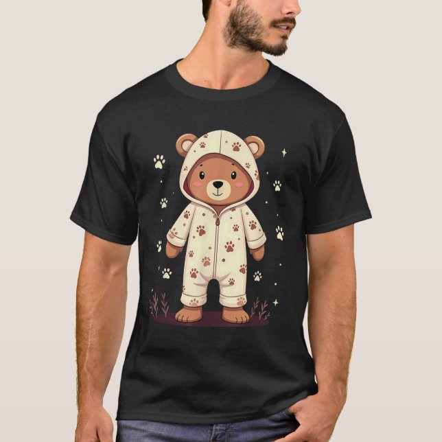 Teddy Bear Wearing Pajamas  T Shirt (Framsida)