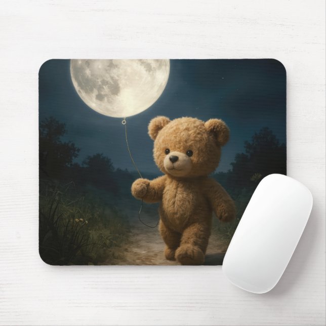 Teddy Bear With a Moon Balloon Musmatta (Med mus)