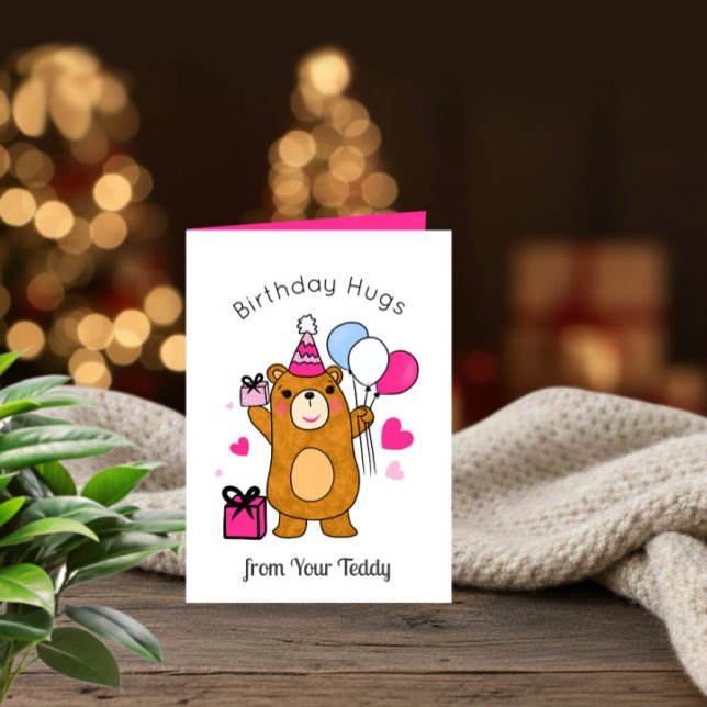Teddy Bear with Balloons Birthday Card Helgkort (Skapare uppladdad)