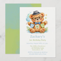 Teddy Bear with ONE Banner 1st. Birthday 