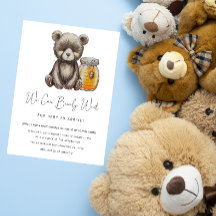 Teddy Bearly Vänta Baby Shower Inbjudan