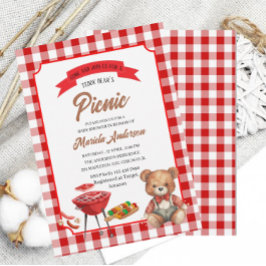 Teddy Björn`s Picknickfest Vattenfärg Barnkalasinb Inbjudningar