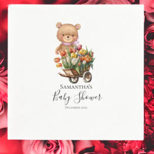 Teddy Blommigt Girl Rustic Blommigt Rosa Napkins Pappersservett
