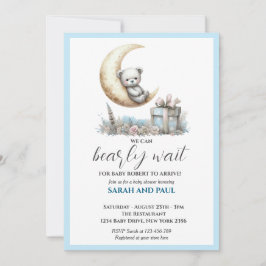 Teddy Blue Bear Vi kan vänta Inbjudningar