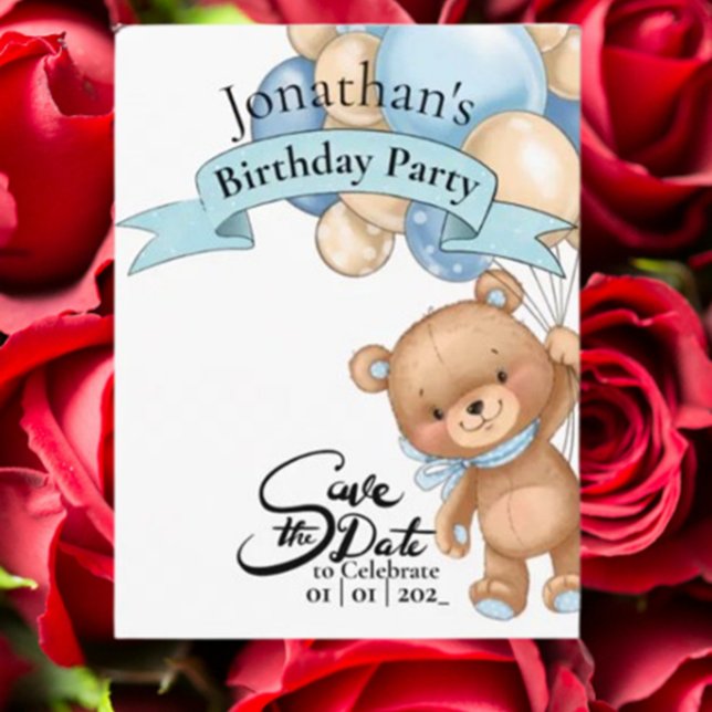 Teddy Blue, Grattis på födelsedagen pojken Vykort (, designed to brighten his special day with heartfelt charm and joy.)