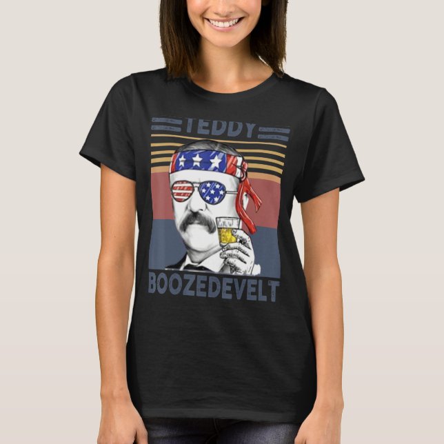 Teddy Boozedevelt, amerikansk 4:e juli-dryck T Shirt (Framsida)