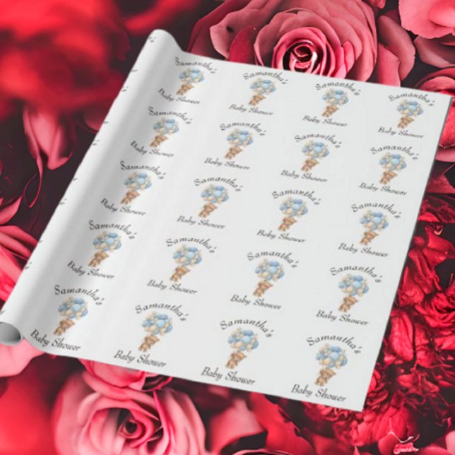 Teddy Boy Balloon Baby Shower White Presentpapper (Bring your dream party to life with our selection of quality Teddy Bear themed party supplies )