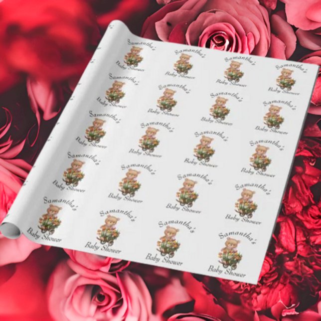 Teddy Boy Foral Baby Shower Rustic Presentpapper (Bring your dream party to life with our selection of quality Teddy Bear themed party supplies )