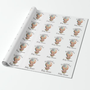 Teddy Boy Foral Luftballong Baby Shower Presentpapper