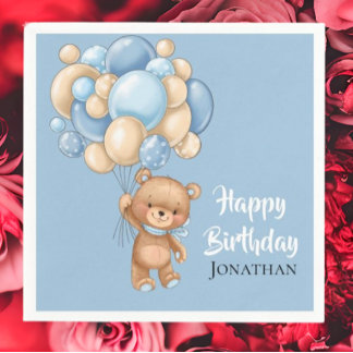 Teddy Boy Grattis på födelsedagen-Blue Pappersservett