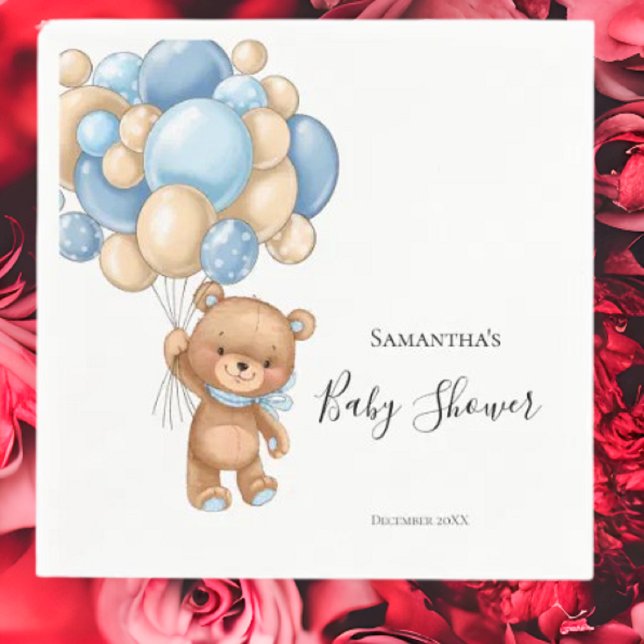 Teddy Boy Shower - White Pappersservett (Planning A Party Is Fun When You Shop With Us. Find Everything You Need)