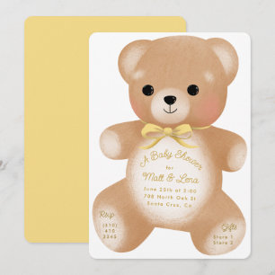 Teddy Butter Gult Bow Baby Shower Inbjudningar