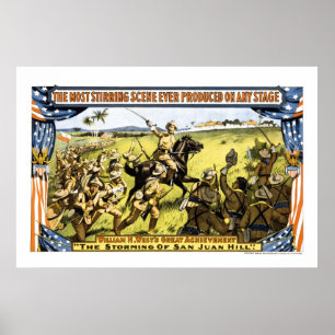 TEDDY CHARGES UP SAN JUAN BACKE I CUBA 1899 POSTER