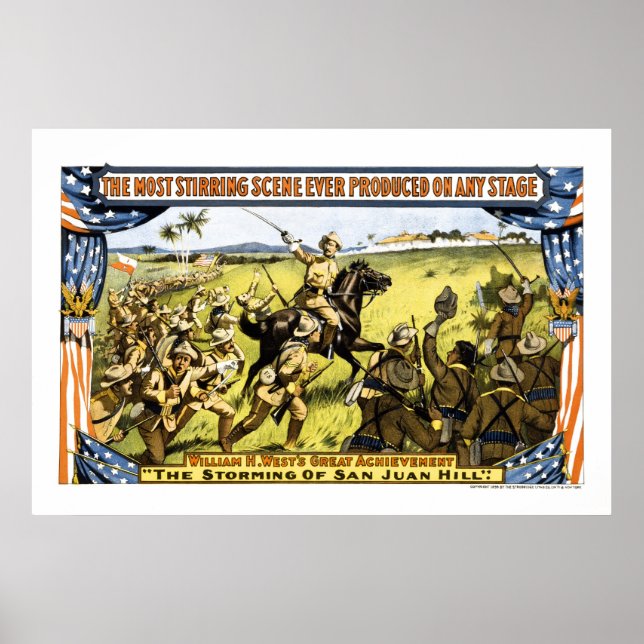 TEDDY CHARGES UP SAN JUAN BACKE I CUBA 1899 POSTER (Framsidan)